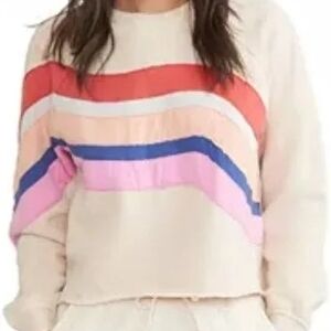 Marine Layer Archive Summit Strioe Cream Sweatshirt, Size M